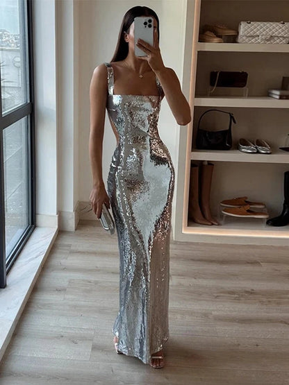 Silver maxi dress