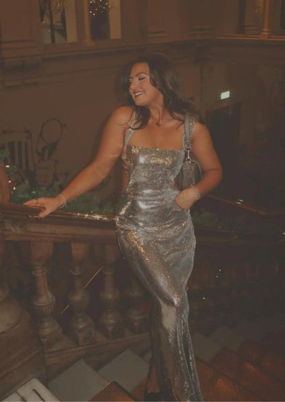 silver label dress Halya Contrast Sequin Bow Dress