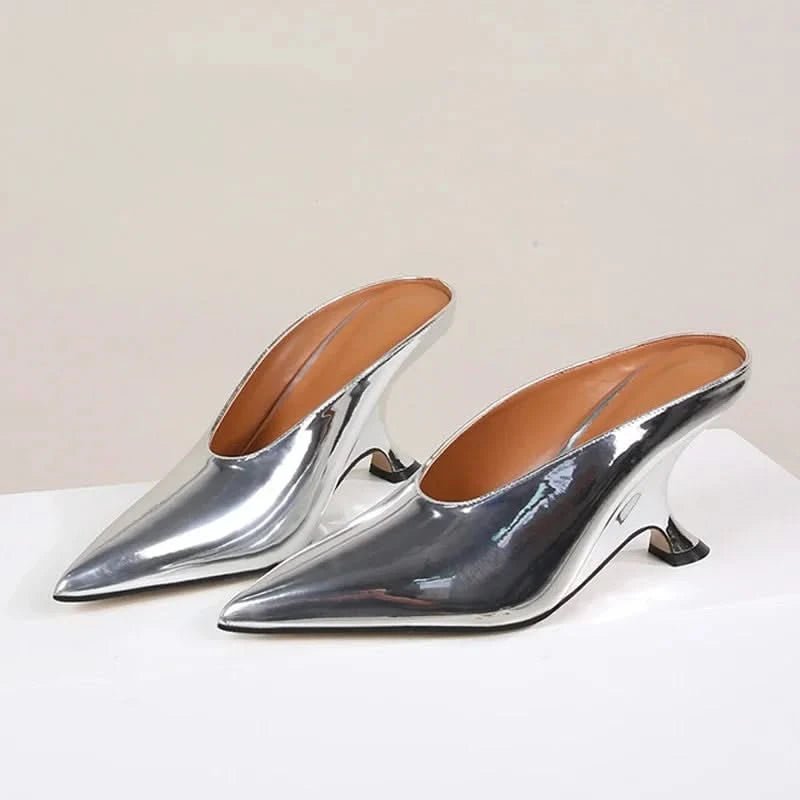 High - Gloss Pointed - Toe Mules