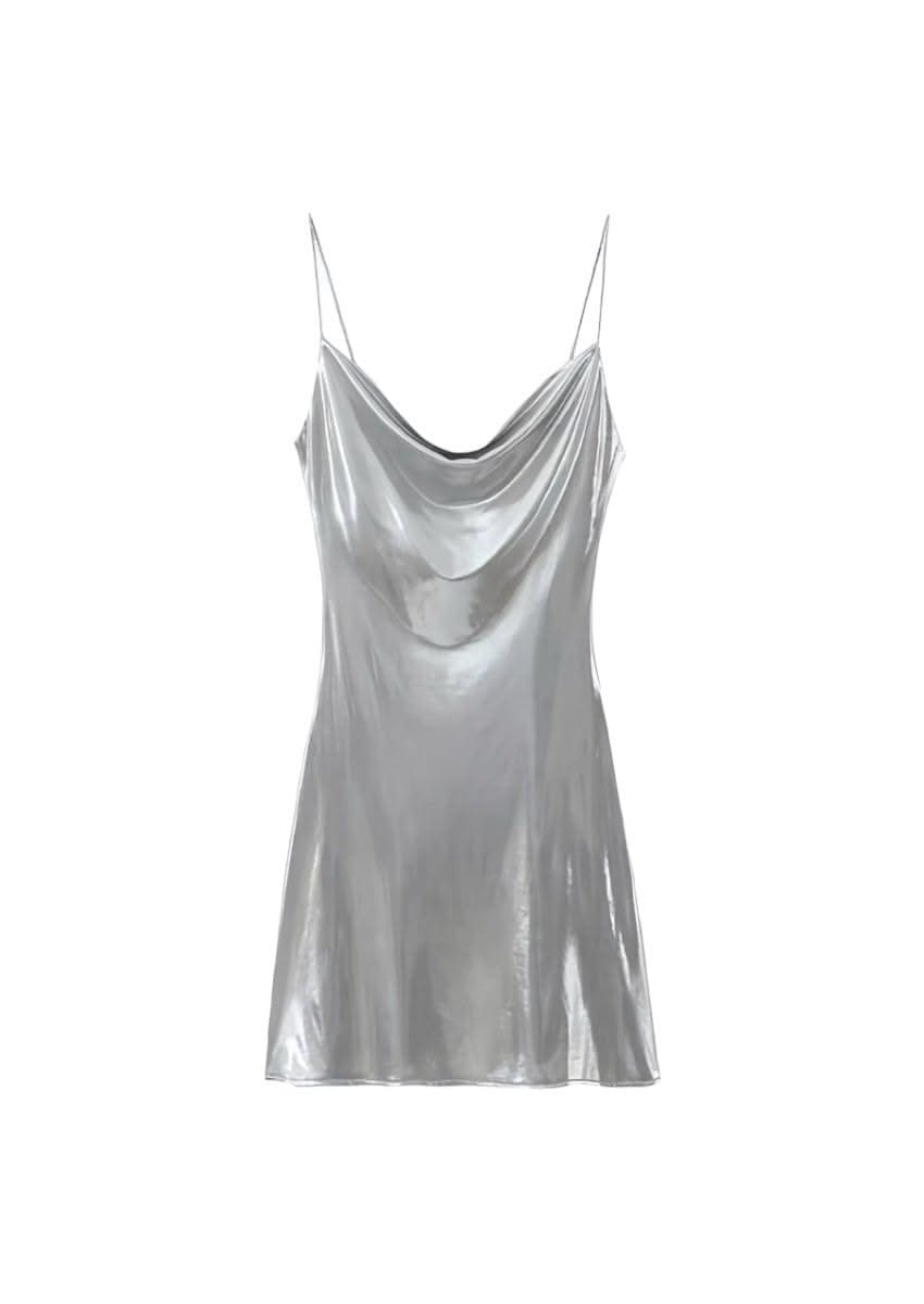 bebe silver slip dress Bebe Dresses | Bebe Silver Satin Slip Dress Small | Color: Silver | Size: S