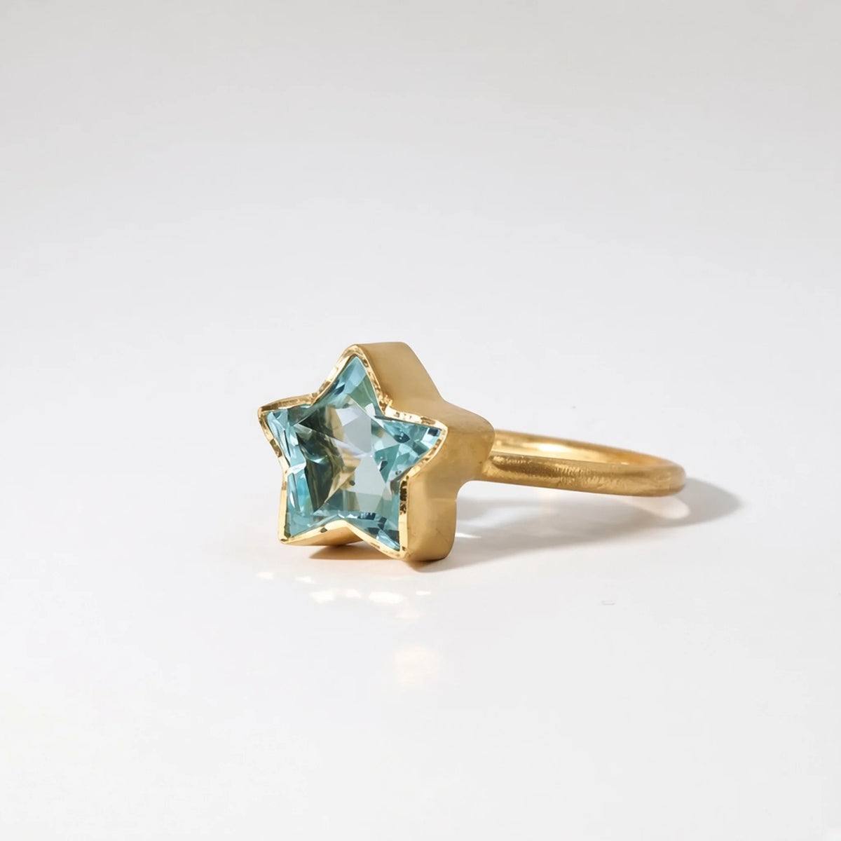 Star Cut Blue Stone Ring — sky blue angle