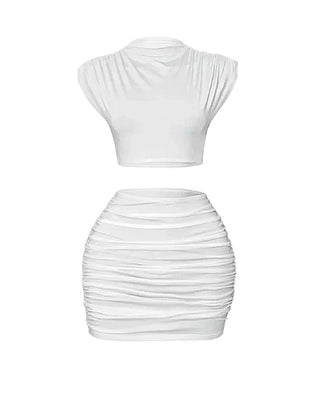 White two piece skirt set