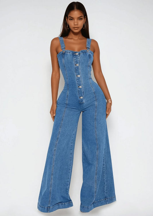 Sleeveless Denim Jumpsuit