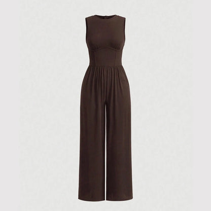 Brown Sleeveless Jumpsuit