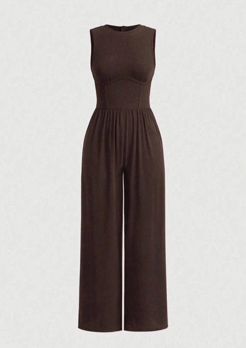 Brown Sleeveless Jumpsuit