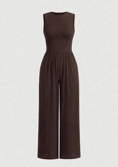 Brown Sleeveless Jumpsuit