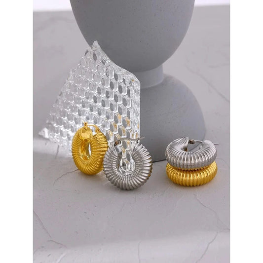 Gold and Silver Slinky Hoop Earrings