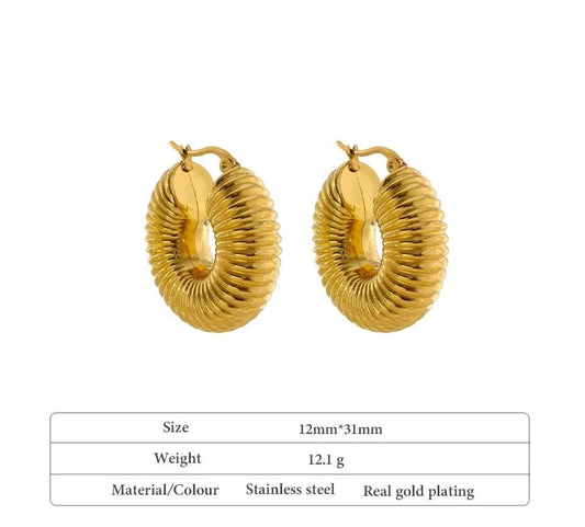 Gold Slinky Hoop Earrings - Size Details