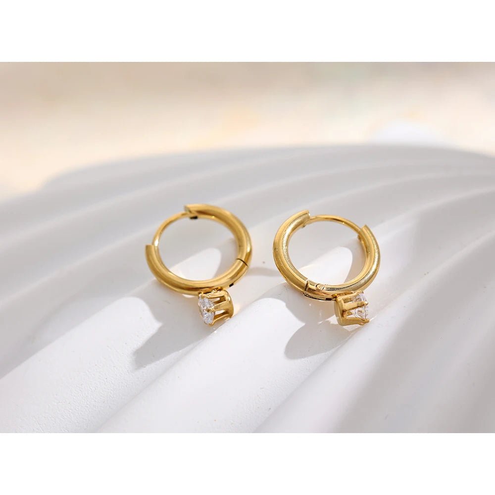 Solitaire Hoop Earrings