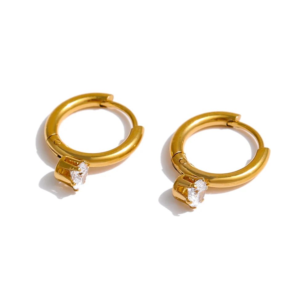 Solitaire Hoop Earrings