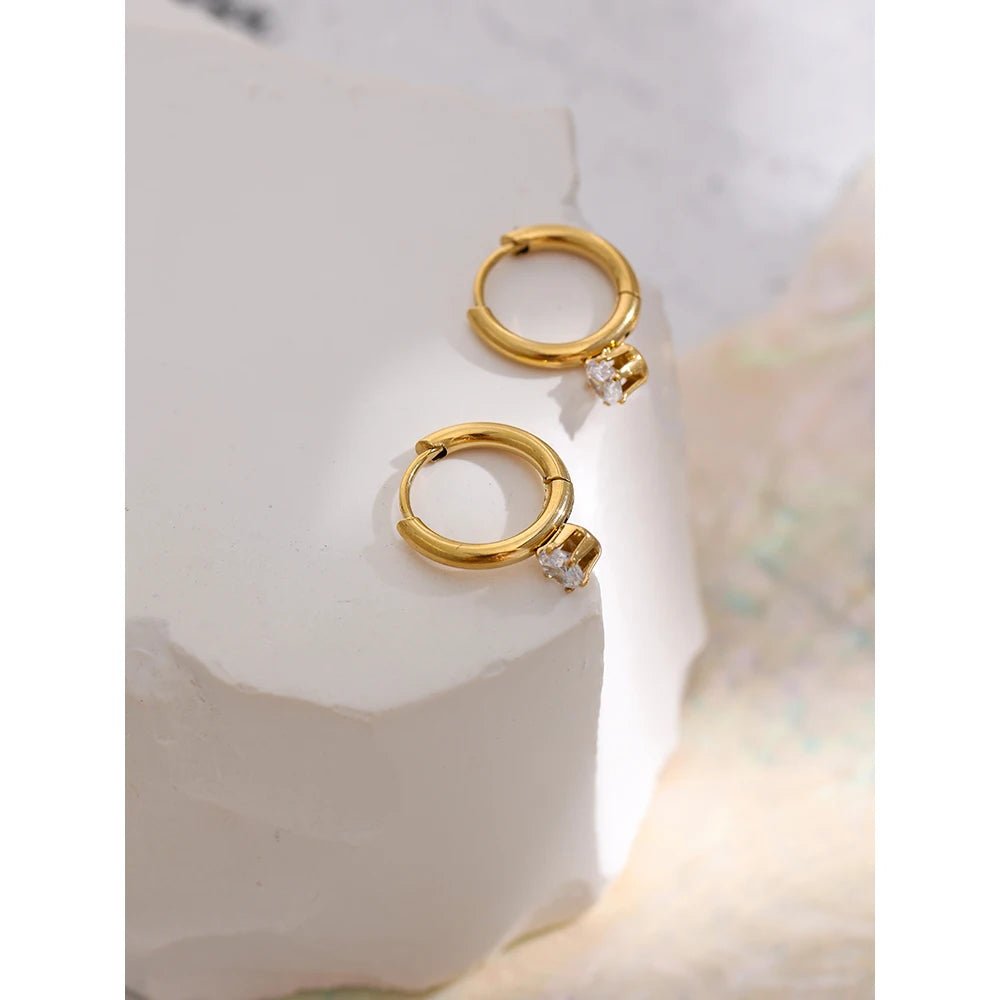 Solitaire Hoop Earrings