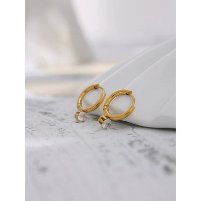 Solitaire Hoop Earrings