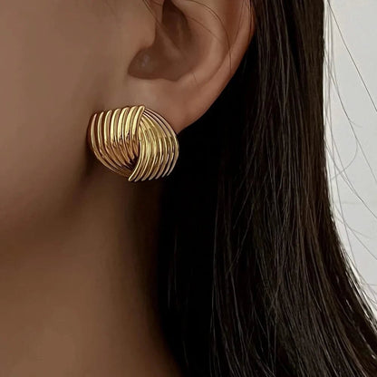 Sample wearing of Sophie Gold Stud Earrings