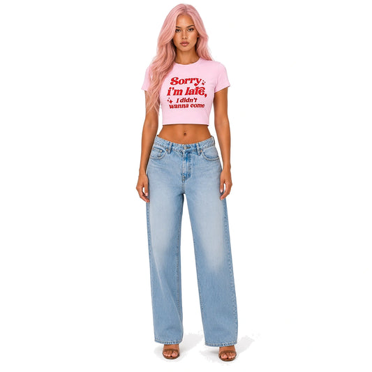 Sorry I'm Late Crop Top — front