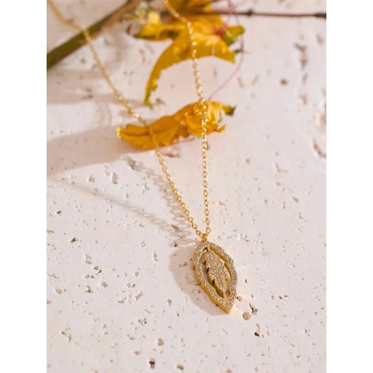 Sparkling CZ Leaf Necklace - Elegant Women's Jewelry