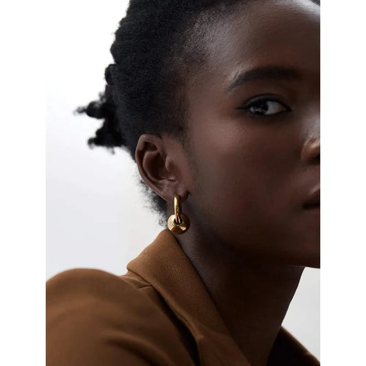 Sphere Bead Hoop Earrings