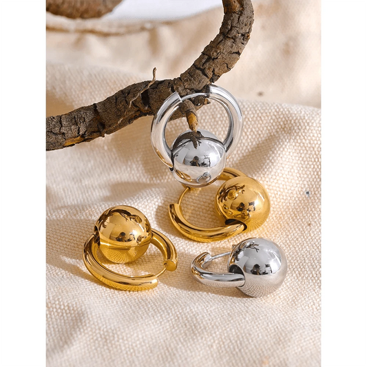Sphere Bead Hoop Earrings