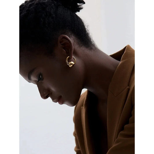 Sphere Bead Hoop Earrings