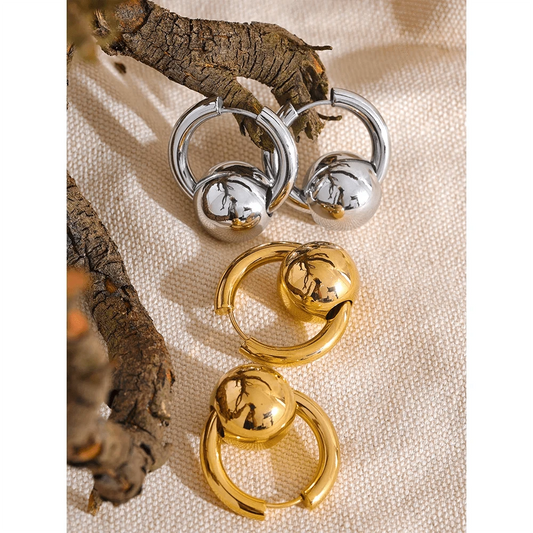 Sphere Bead Hoop Earrings