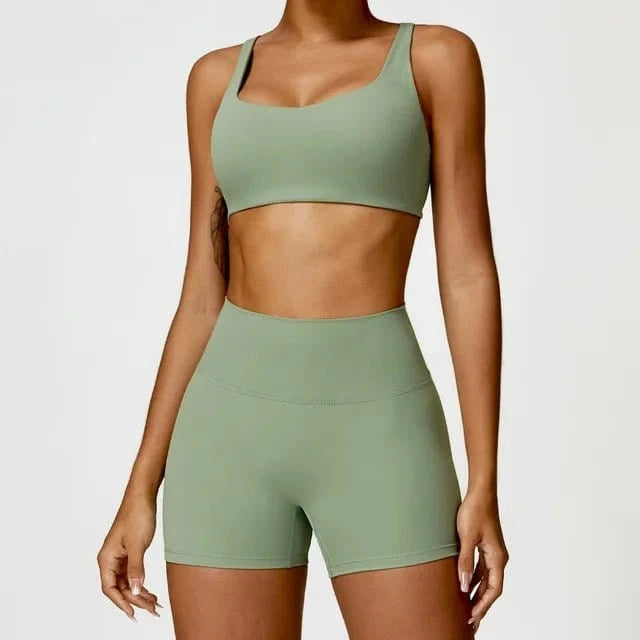 Sports Bra and Yoga Short Set