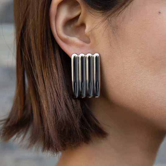 Silver Square Earrings