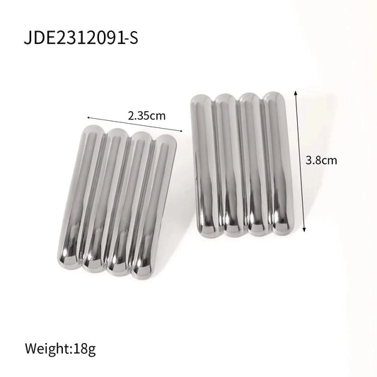 Silver Square Earrings - size details