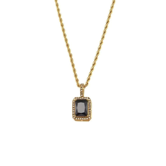 Square Black Gemstone Necklace