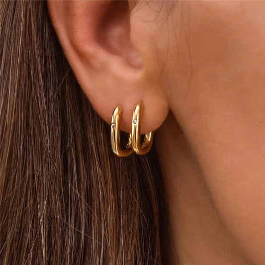 Gold Square Hoop Earrings