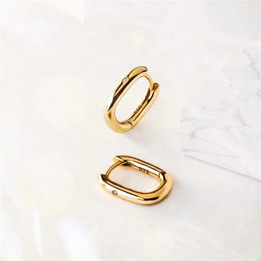 Gold Square Hoop Earrings - 2