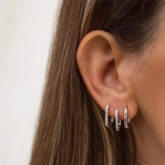 Silver Square Hoop Earrings
