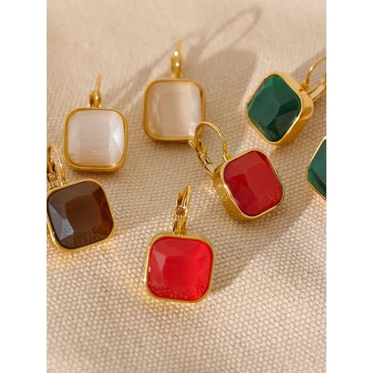 Square Opal Earrings