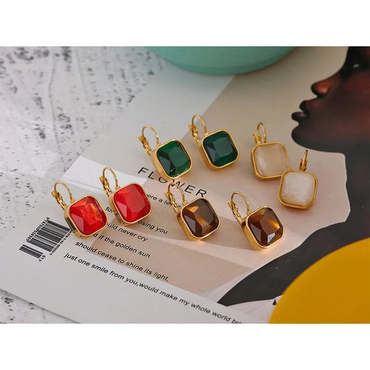 Square Opal Earrings