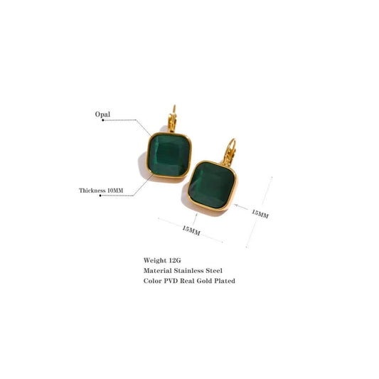 Square Opal Earrings - Size Details