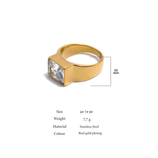 Square Stone Gold Ring