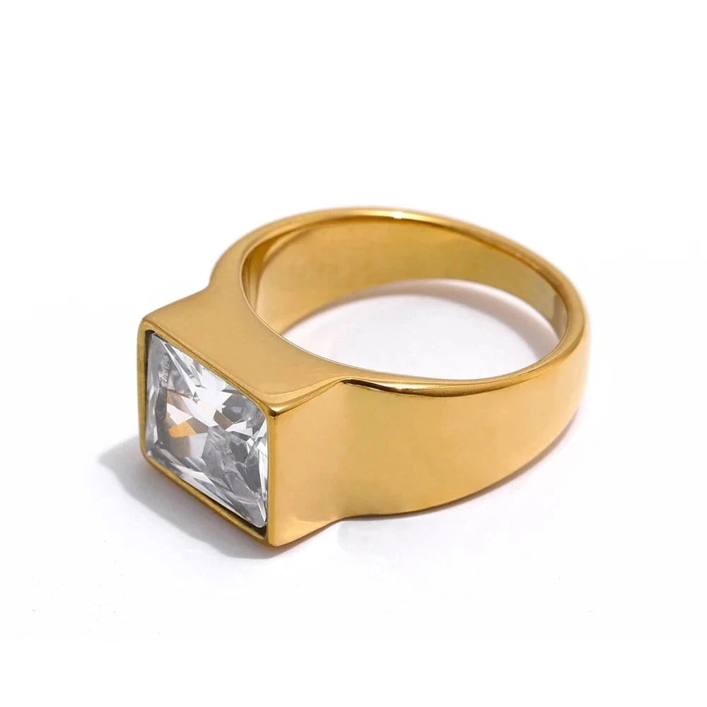 Square Stone Gold Ring