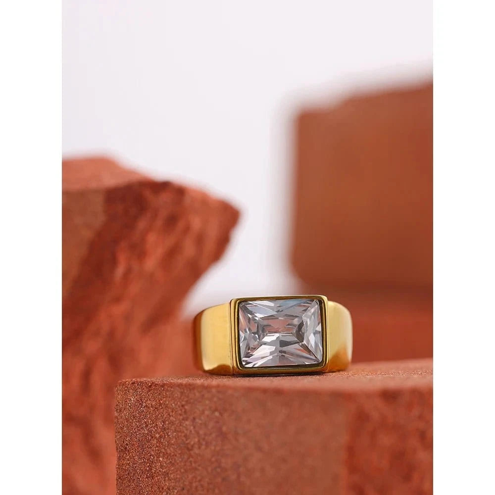 Square Stone Gold Ring