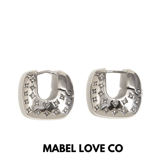 SILVER SQUARE HOOP EARRINGS