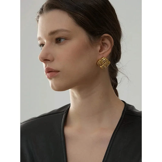 Stainless Steel Square Stud Earrings - Trendy Chic Accessory