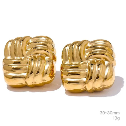 Stainless Steel Square Stud Earrings - Trendy Chic Accessory