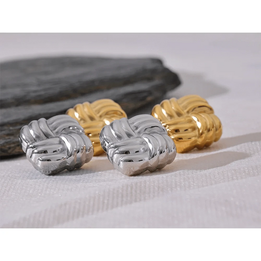 Stainless Steel Square Stud Earrings - Trendy Chic Accessory