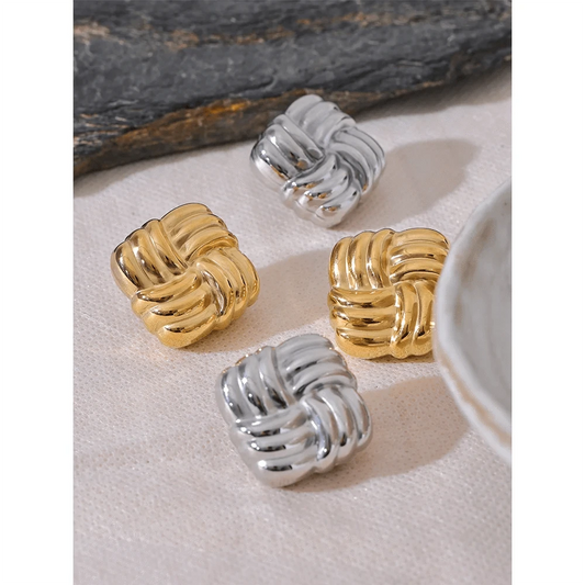 Stainless Steel Square Stud Earrings - Trendy Chic Accessory