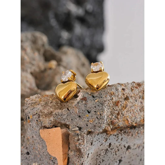 Steel Heart Stud Earrings