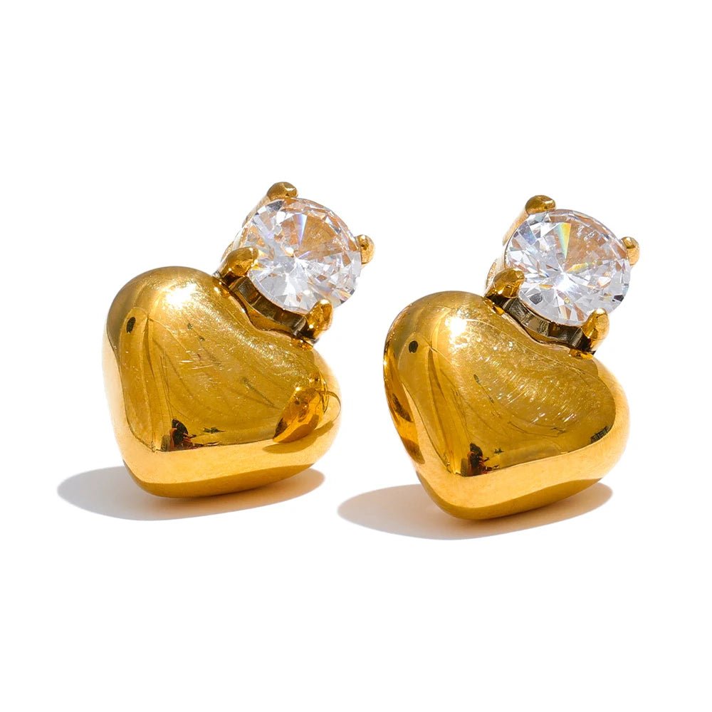 Steel Heart Stud Earrings gold