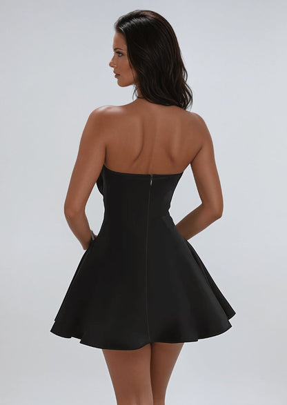 Black Strapless Black Cocktail Dress - Back details