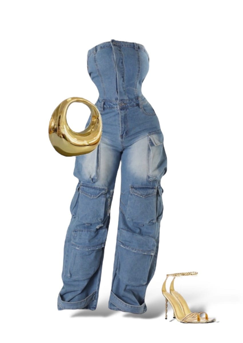 Strapless Denim Jumpsuit