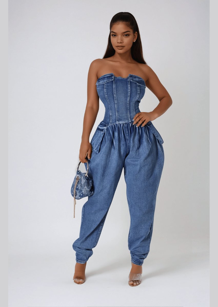 Strapless Denim Jumpsuit