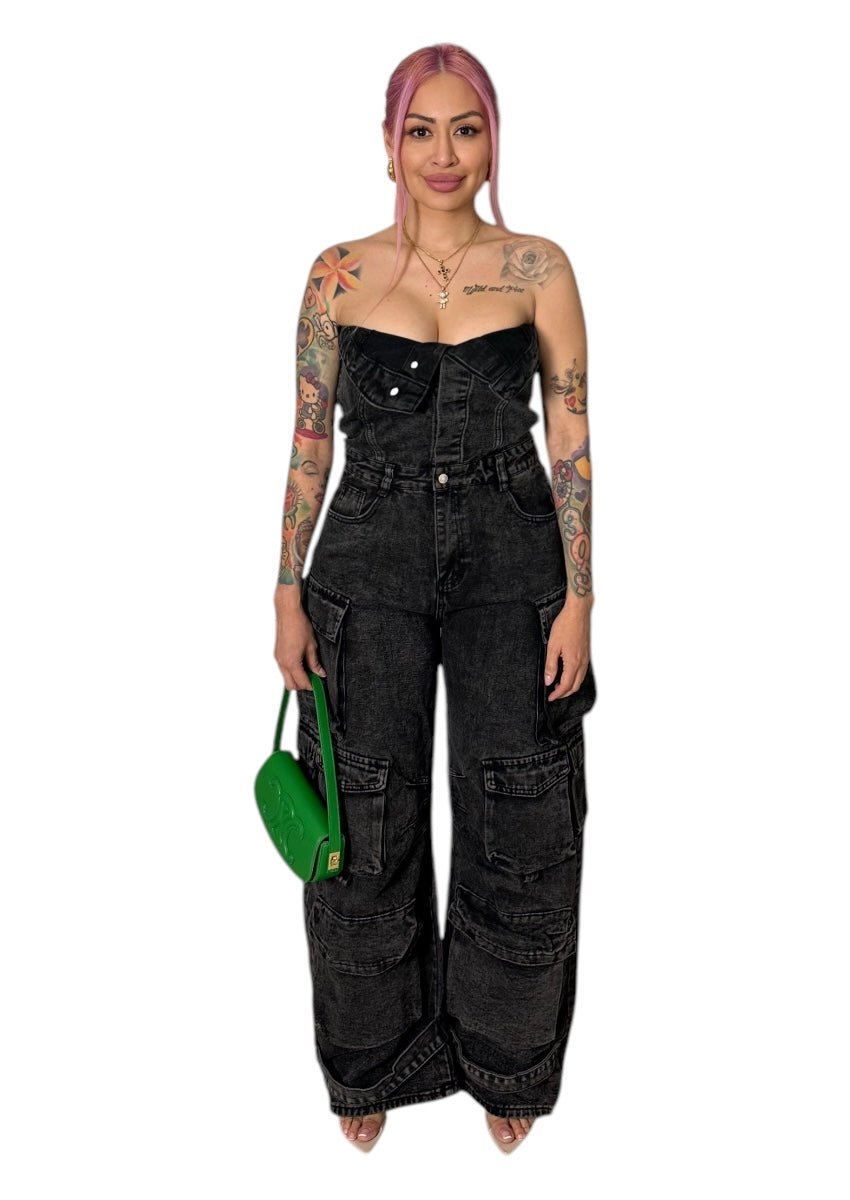 Strapless Denim Jumpsuit