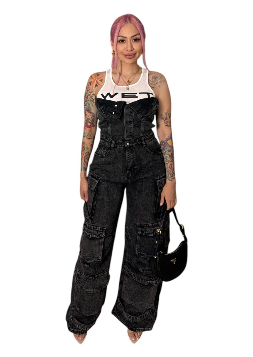 Strapless Denim Jumpsuit