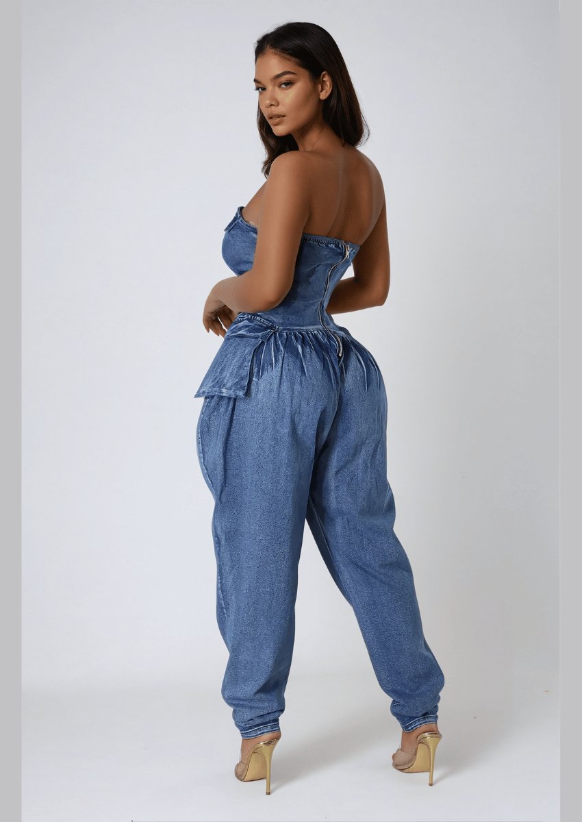 Strapless Denim Jumpsuit