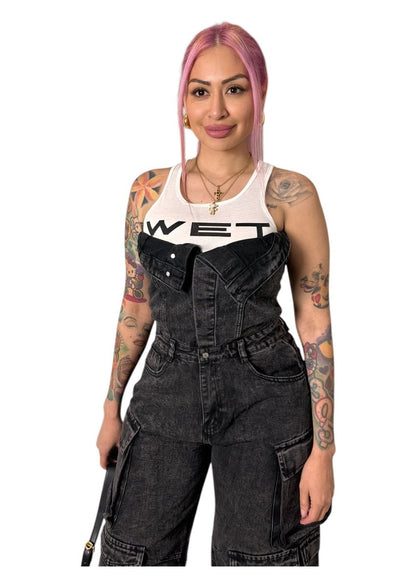 Strapless Denim Jumpsuit